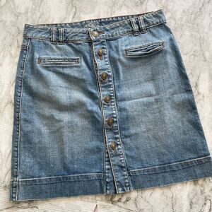 Loft Button Front Denim Mini Skirt Size 2